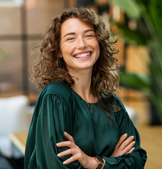 Smiling woman with a confident healthy smile